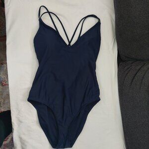 Hurley Womens Navy Blue Swimsuit Size M One Piece Bathing Suit UPF 50+ EUC